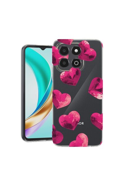 bestcase ¬Æ Husa Clear Slim Silicon Compatibila cu Honor X6c, Heart Pattern, ...
