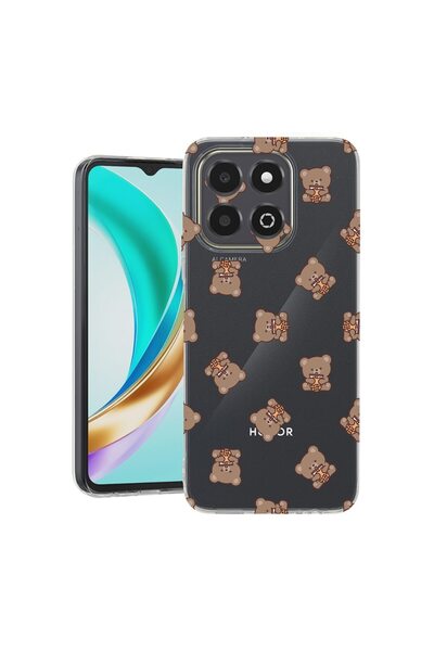 bestcase Прозрачен тънък силиконов калъф, съвместим с Honor X6c, с десен на п...