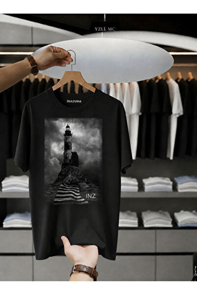 İnazuma Outdoors Tricou unisex oversize din bumbac imprimat, cu gât crew, cu ...