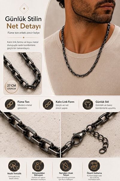 fao shop 7/24 Thick Ring Steel Men's Necklace Streetwear Urban Style Chain