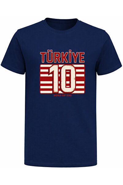 Efendioğlu Design Vintage Turkey 10 Printed Cotton World Cup 2026 T-Shirt