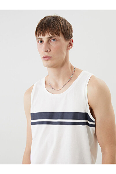 LC Waikiki Nevavm Men's Sleeveless T-Shirt with Oval Collar and Printed Design