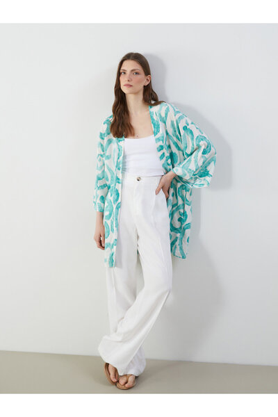 LC Waikiki Shawl Collar Patterned Oversize Women's Kimono