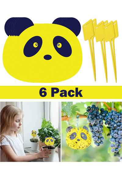 DMYRDH 6 Pack Fruit Fly Traps Panda Gnat Sticky Traps for Indoor Outdoor Hous...