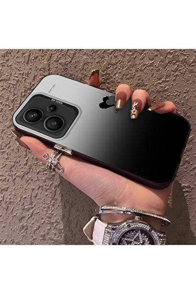 SLIMFELT Redmi Note 13 Pro Plus+ 5G Uyumlu Siyah Gümüş Geçişli Kalp Kılıf, Se...