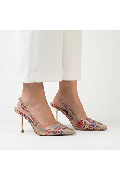 Letafia Valley Ethnic Pattern Pantofi cu sclipici cu detaliu auriu pe toc