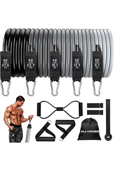 Arabest 5-Piece Resistance Band Set,200 Lbs Adjustable,with Door Anchor & Han...