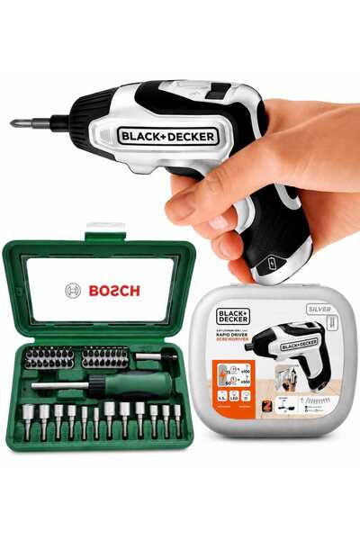 Black&Decker Black+Decker 3.6 V Lityum Batarya Şarjlı Tornavida Seti + Bosch ...
