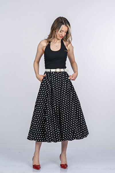 MissVina Monica Polka Dot Pattern Belted Balloon Skirt 6900