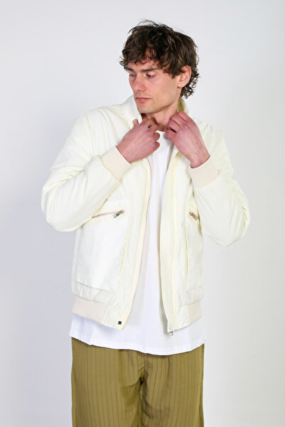 BARRELS AND OIL Men's Coat with Zippered Pocket - Ecru