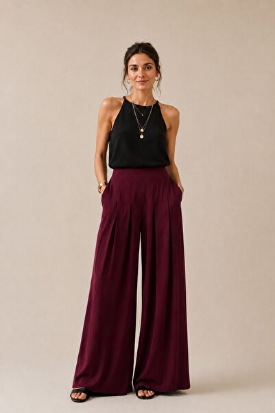 Clandestino Pleated High Waist Trousers Purple