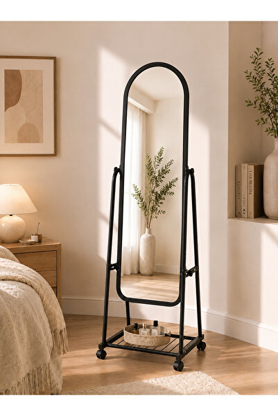 N.zone Modern Design 120X40Cm Full-Length Floor Mirror with Storage Base and ...