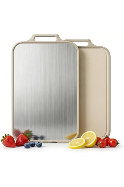 Diason Stainless Steel Cutting Board for Kitchen, 2 in 1 Double Side Large Cu...