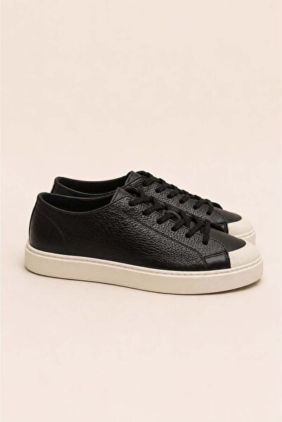VARNAS Men's Black Genuine Leather Lace-Up Sneaker Rubber Sole Daily Casual Shoes – Palio