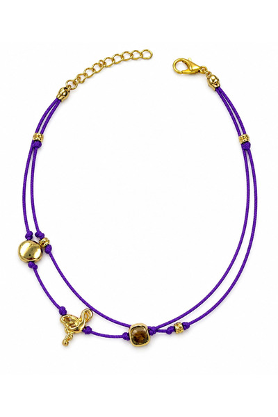 SLNSTYLE Lila ipli üçgen Minimal zarif dorika bronz detay ipli halhal