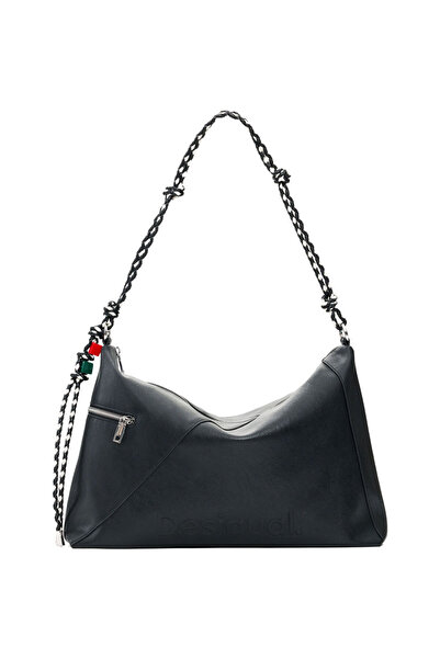 Desigual μαύρη τσάντα ώμου HALF LOGO LEIRIA 26SAXP66