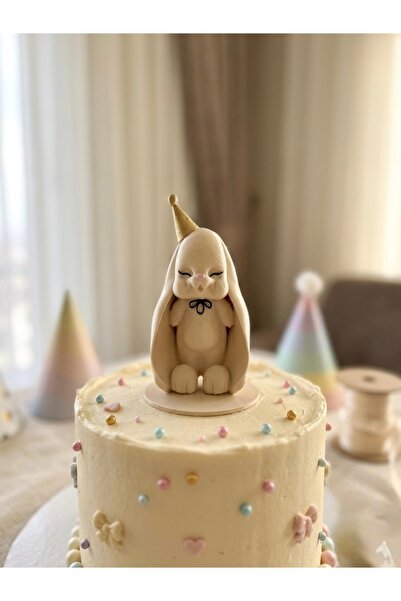 hediyesepetinde Sevimli Tavşan Pasta Süsü – Şapkalı Tavşan Cake Topper -10 cm...