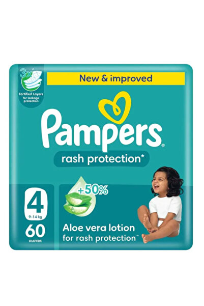 Pampers حفاضات أطفال واقية من الطفح الجلدي - مقاس 4 - 9-14 كجم - 60 قطعة