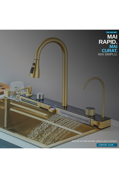 OEM Multifunctional Kitchen Sink with LED, Stainless Steel, Gold (BG-V08)