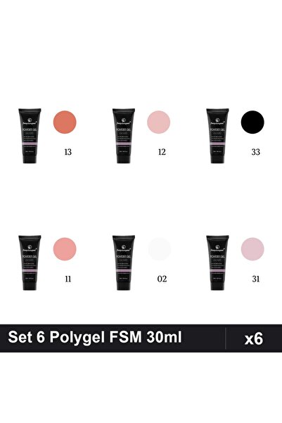 FSM Set 6 Polygel 30ml - Nr.02, Nr.11, Nr.12, Nr.13, Nr.31, Nr.33