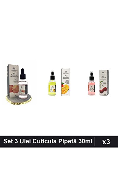 global fashion Set 3 Ulei Cuticula Pipetă 30ml - Măr, Mango, Cireșe - Îngriji...