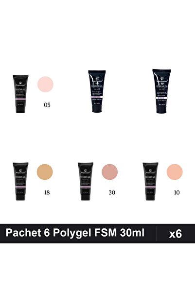 FSM Set 6 Polygel 30ml - Nr.05, Nr.10, Nr.15, Nr.18, Nr.23, Nr.30