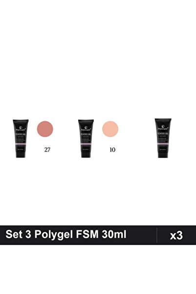 FSM Set 3 Polygel 30ml - Nr.27, Nr.10, Nr.01 Clear - Constructie Unghii