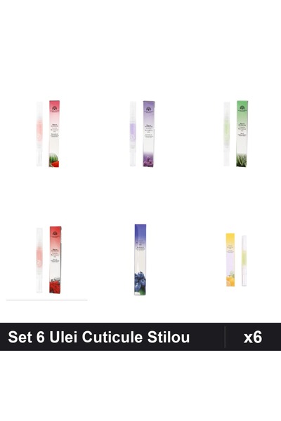 global fashion Set 6 Ulei Cuticule Tip Stilou - Pepene Verde, Lavandă, Aloe V...