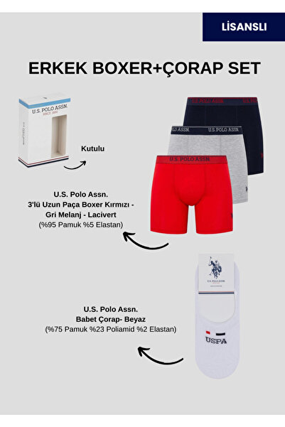 U.S. Polo Assn. Men'S, Long-Legged, (with Socks as a Gift), 3-Piece Boxer Set