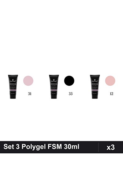 FSM Set 3 Polygel 30ml - Nr.31, Nr.33, Nr.12 - Constructie Unghii