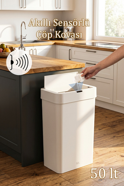 Porsima Me-05 Hareket Sensörlü Sessiz Kapatma Çöp Kutusu Banyo Mutfak Çöp Kov...