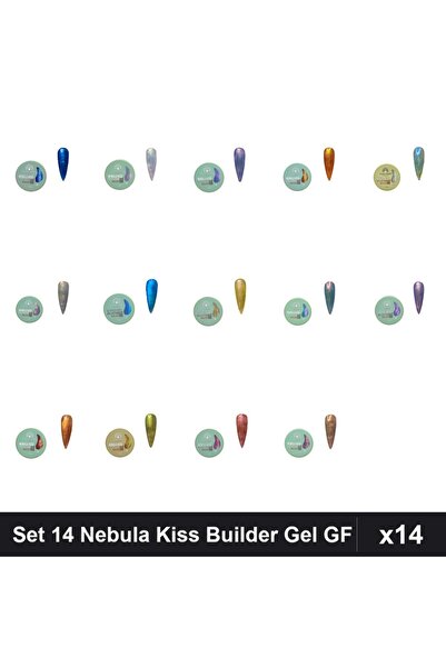 global fashion Set 14 Nebula Kiss Builder Gel 15g - Nr.02 Nr.03 Nr.04 Nr.05 N...