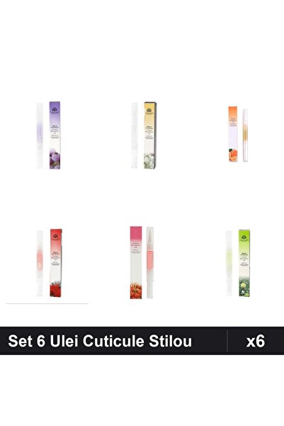 global fashion Set 6 Ulei Cuticule Tip Stilou - Afine, Jasmin, Orange, Tranda...