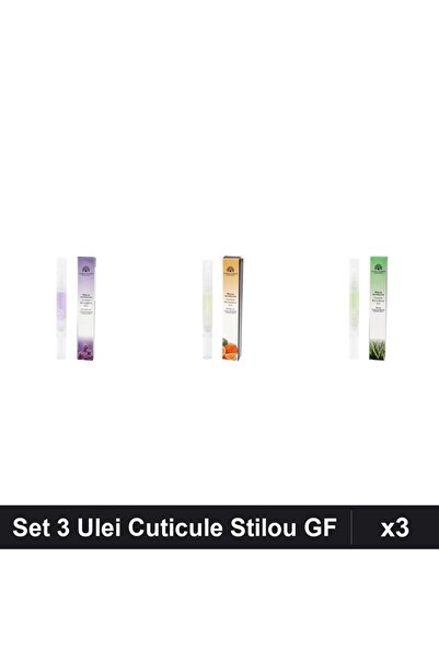 global fashion Set 3 Ulei Cuticule Tip Stilou - Lavandă, Portocală, Aloe Vera