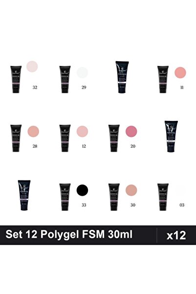 FSM Set 12 Polygel 30ml - Nr.32, Nr.29, Nr.17, Nr.11, Nr.28, Nr.12, Nr.20, Nr...
