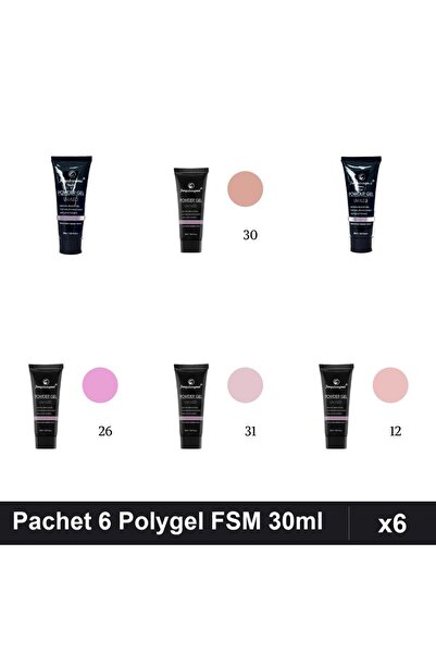 FSM Set 6 Polygel 30ml - Nr.22, Nr.30, Nr.14, Nr.26, Nr.31, Nr.12
