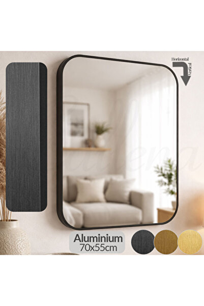 Callena Oglindă dreptunghiulară, cu ramă din aluminiu negru, verticală/orizon...