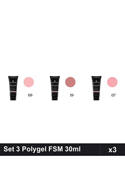 FSM Set 3 Polygel 30ml - Nr.09, Nr.19, Nr.07 - Construcție Unghii