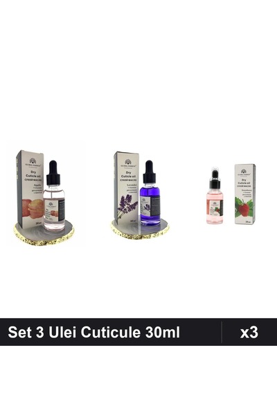 global fashion Set 3 Ulei Cuticule Pipetă 30ml - Măr, Lavandă, Căpșuni