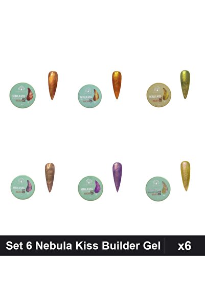 global fashion Set 6 Nebula Kiss Builder Gel 15g - Nr.04 Nr.05 Nr.06 Nr.08 Nr...