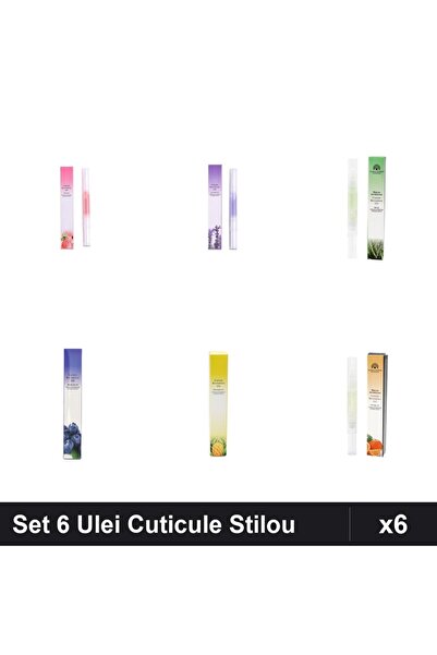 NAİLS Set 6 Ulei Cuticule Tip Stilou - Peach, Lavanda, Aloe Vera, Blueberries...