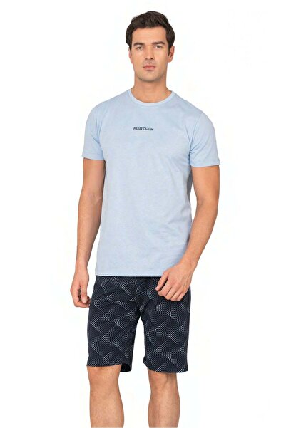 Pierre Cardin 6137 Men's Blue Short Sleeve Round Neck Shorts Set