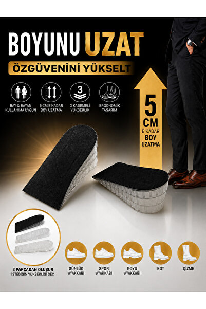 Claw Boy Uzatıcı Tabanlık 5 CM Kadar Boy Uzatma 3 Kademeli Ergonomik Silikon ...