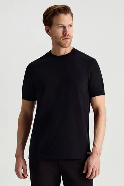 Hemington Bisiklet Yaka Rahat Kesim Saf Pamuk Siyah T-Shirt