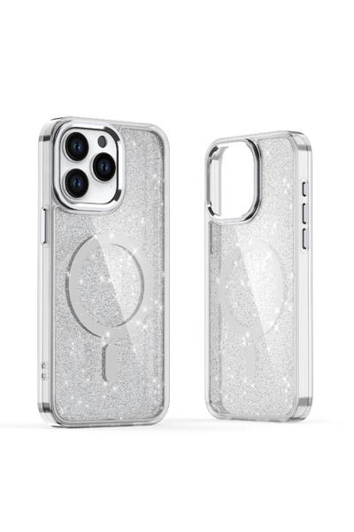 Hurtel Husă Glitter MagSafe pentru iPhone 16 Pro Max - alb cu sclipici