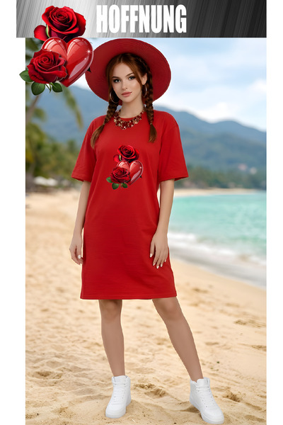 HOFFNUNG Women's Short Sleeve Crew Neck T-Shirt Dress Nightgown