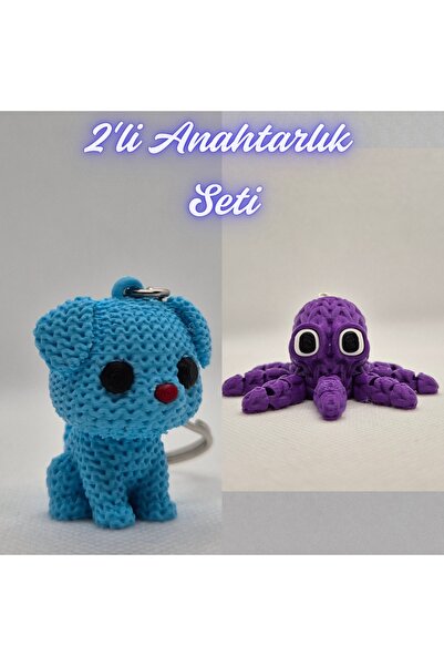 3DAtölyeMaker Light Blue Knitted Patterned Dog and Purple Knitted Pattern Oct...