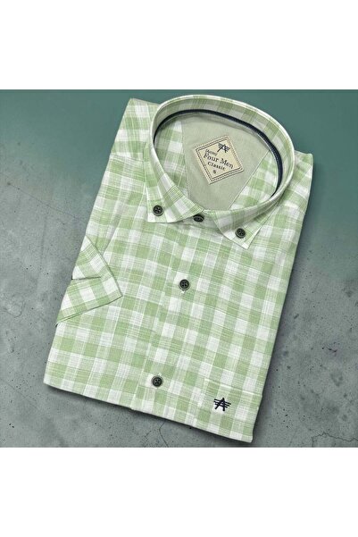 EREN STYLE Linen Classic 100% Cotton Short Sleeve Anti-Sweat Shirt