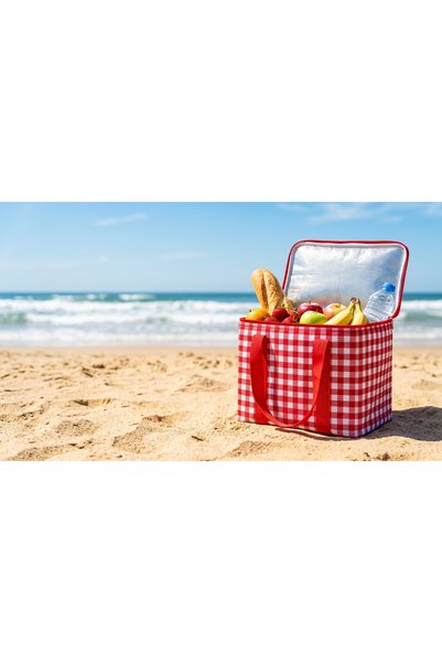 Pixue 25 Liter Thermal Gingham Picnic Basket Red White 40X30X20Cm