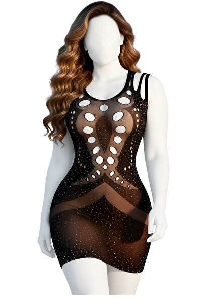 Lingerie and Fashion Style فستان لانجري شبك أسود